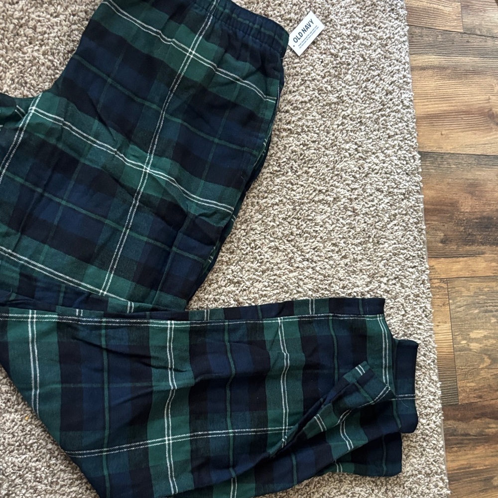 Old Navy Kids Plaid Joggers - Navy and Green